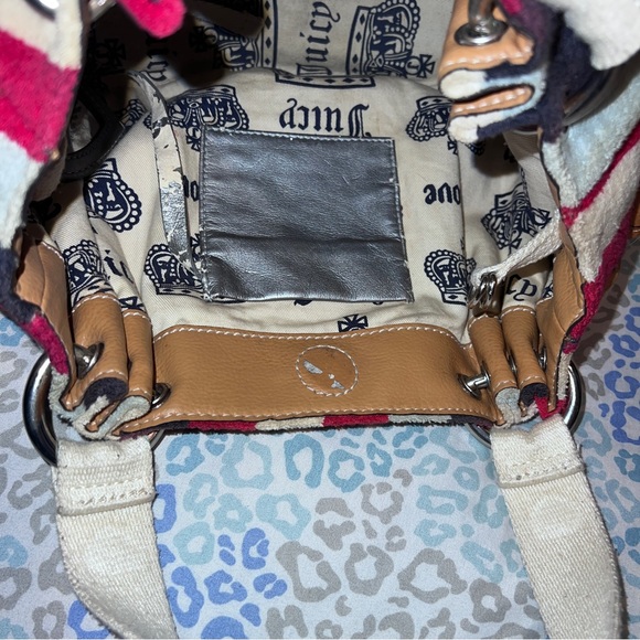 Vintage Striped Juicy Couture Purse Handbag Satchel Bag Nautical Terry Cloth Y2K - Picture 5 of 10